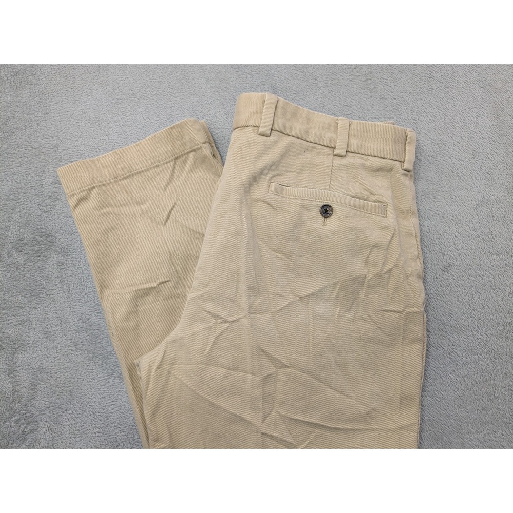 Brooks Brothers Milano Mens W34 L30 Khaki Cotton Flat Front Chinos